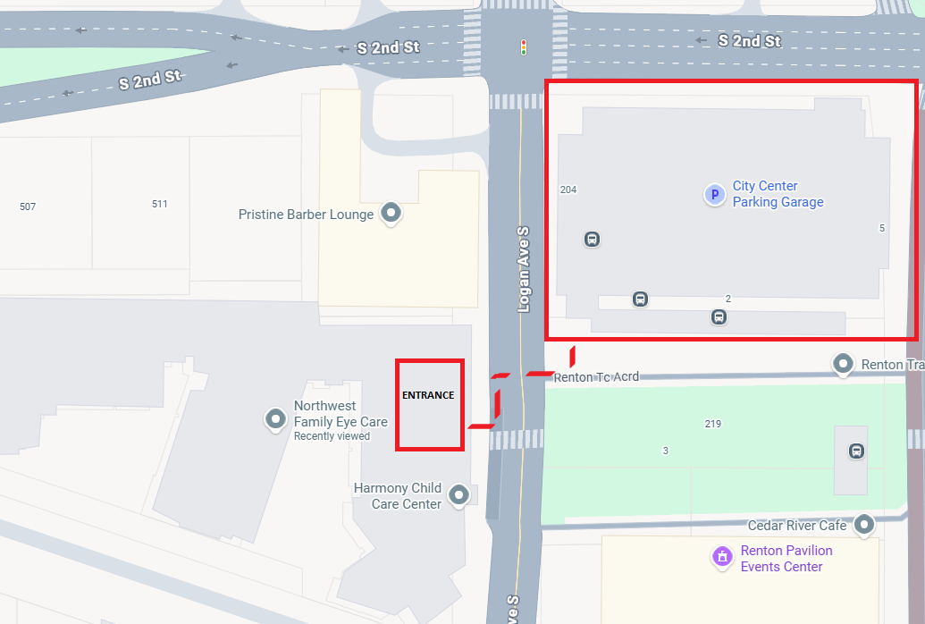 Parking map for Northwest Family Eye Center
